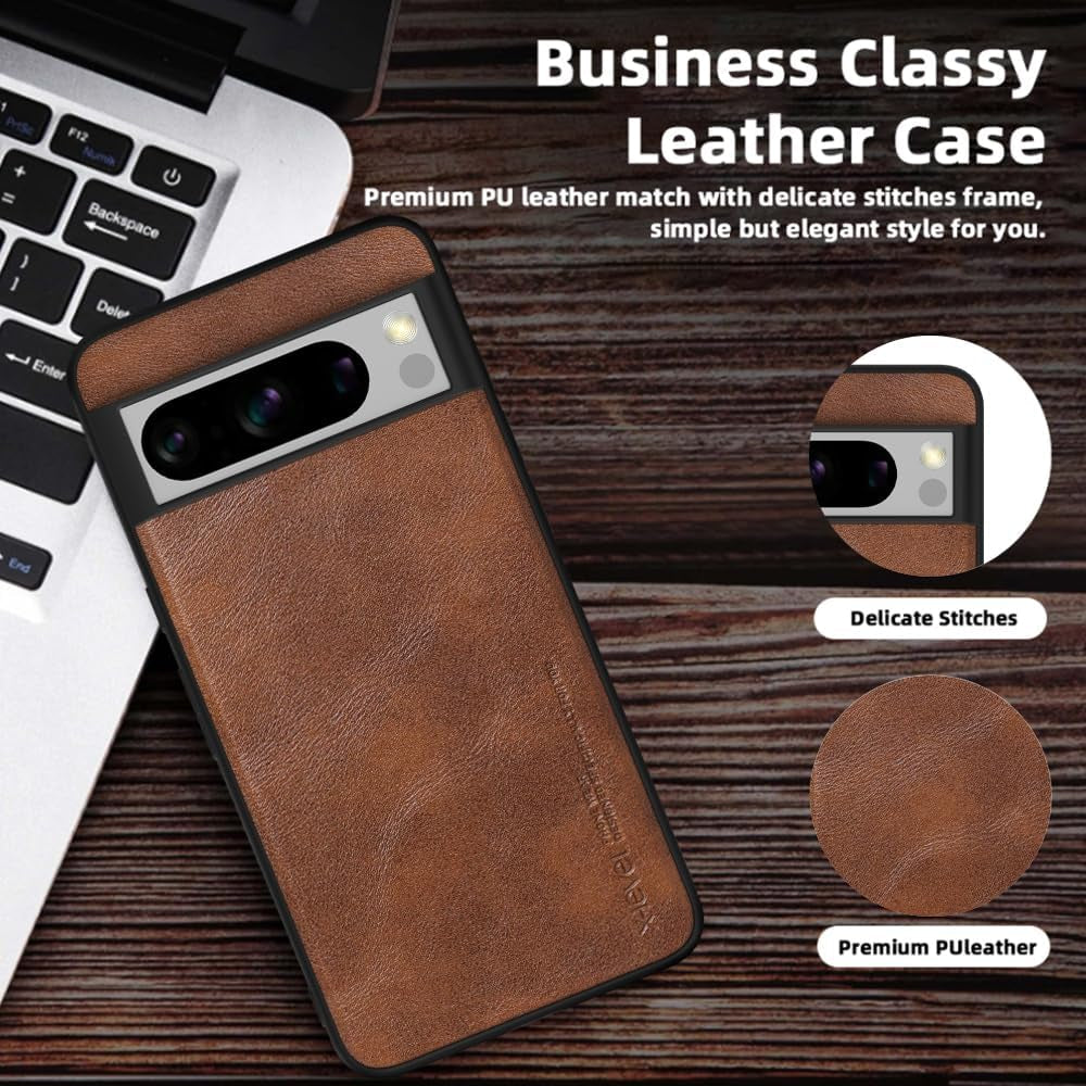 X-Level Google Pixel 8 Pro Case, Thin Slim Premium PU Leather Soft TPU Bumper Shockproof Protective Phone Cover for Google Pixel 8 Pro 2023 (Brown)  X-level   