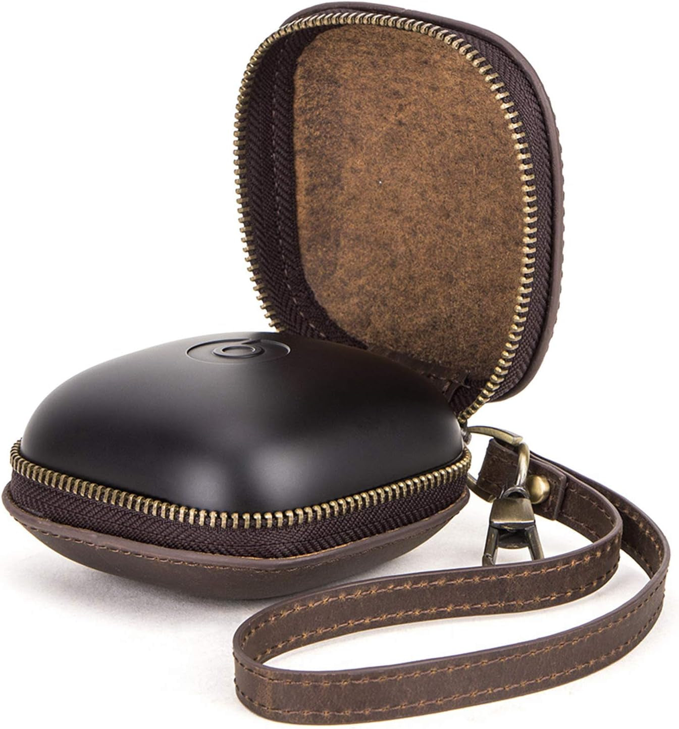 Apqdw Powerbeats Pro Case Cover, Leather Case for Power Beats Pro, Powerbeats Pro Accessories Beats Earbuds Carrying Case with Keychain (Brown)  Anbo Coffee  