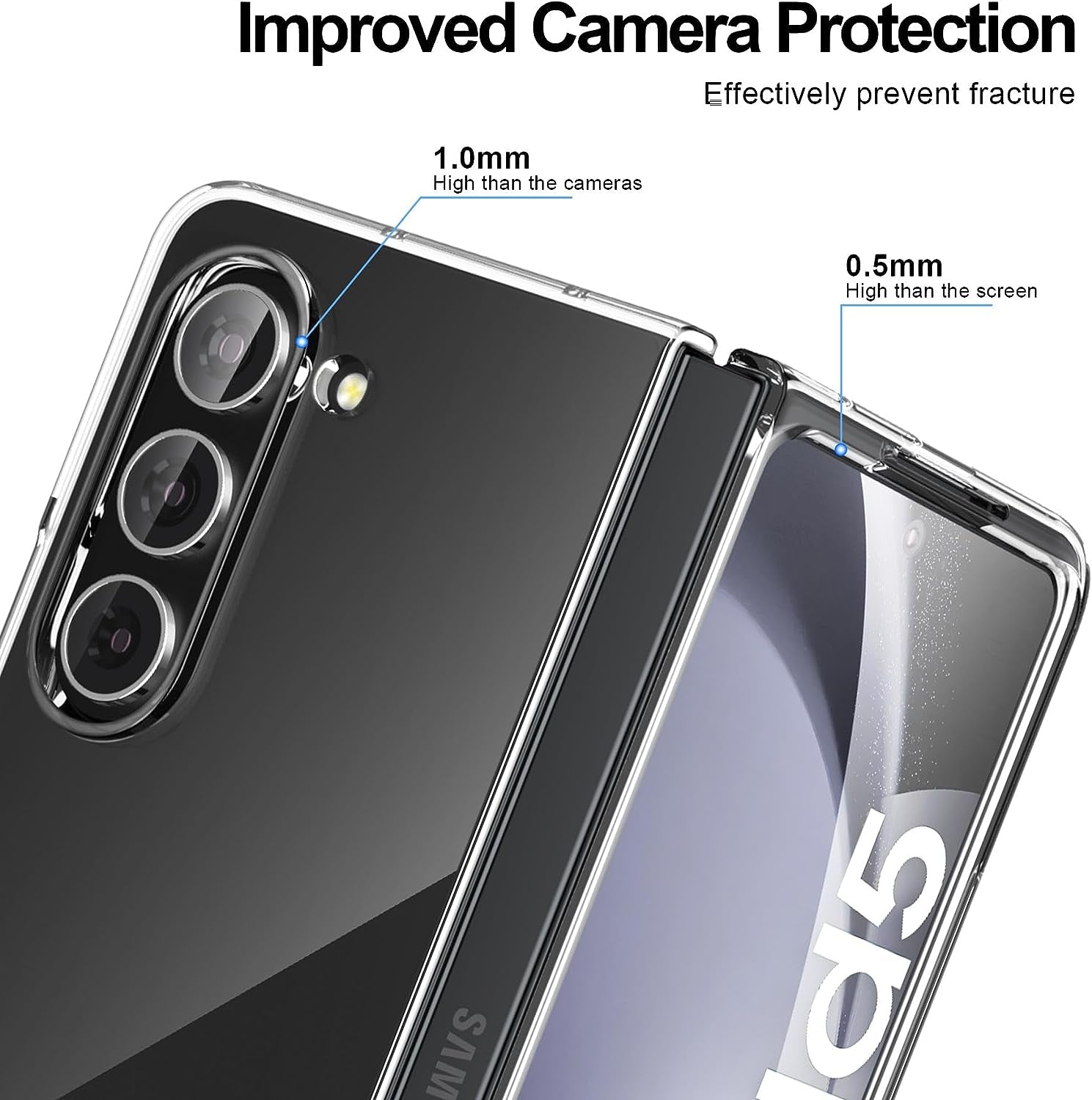 Foluu Clear Case for Samsung Galaxy Z Fold 5 with Front Built-In Screen Protector - Scratch Resistant Hard PC Back Bumper Protective Shockproof Cover for Samsung Galaxy Z Fold5 5G 2023  Foluu   