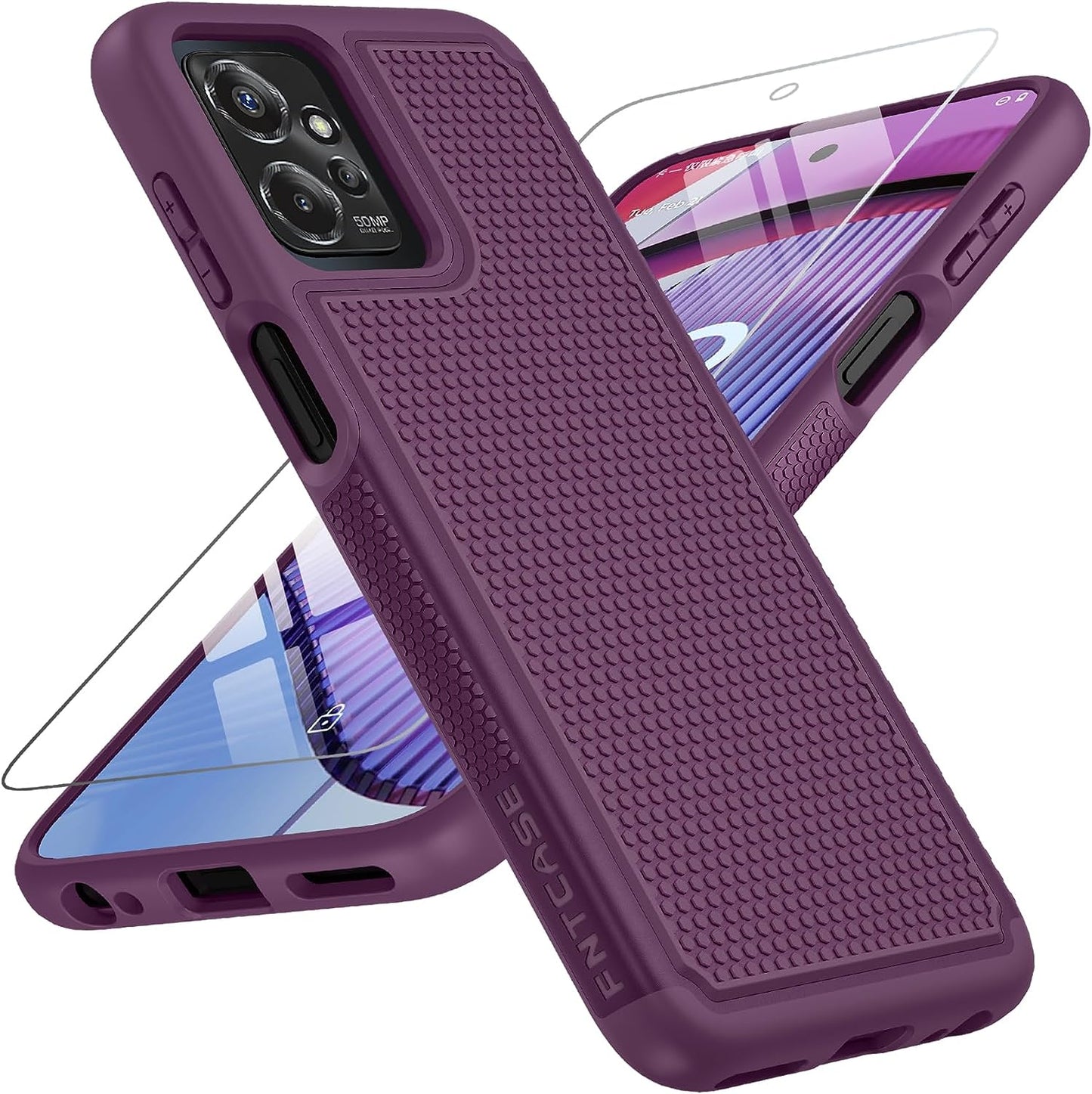 FNTCASE for Motorola Moto G-Power-5G 2023 Case: Moto G 5G 2023 Case Dual Layer Shockproof Protective Textured Design Cell Phone Cover Heavy Duty Rugged Tough Back Hardshell Hybrid Slim Basic Case  FNTCASE Burgundy Purple 2023 Phone Case  