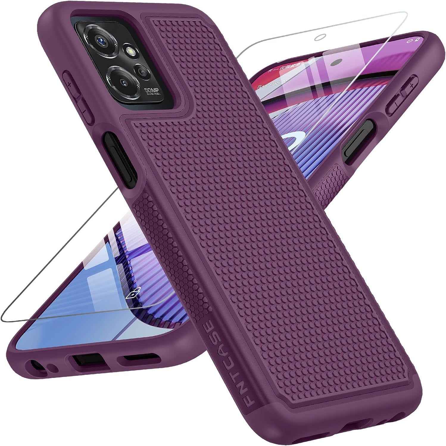 FNTCASE for Motorola Moto G-Power-5G 2023 Case: Moto G 5G 2023 Case Dual Layer Shockproof Protective Textured Design Cell Phone Cover Heavy Duty Rugged Tough Back Hardshell Hybrid Slim Basic Case  FNTCASE Burgundy Purple 2023 Phone Case  