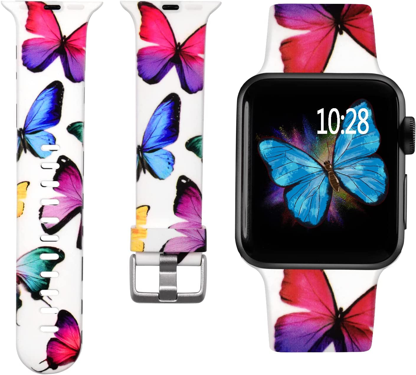 Laffav Compatible with Apple Watch Band 41Mm 40Mm 38Mm Iwatch SE & Ultra & Series 8/7/6/5/4/3/2/1 for Women Men, Sexy Leopard, S/M  Laffav Colorfull Butterfly 38/40/41MM M/L 