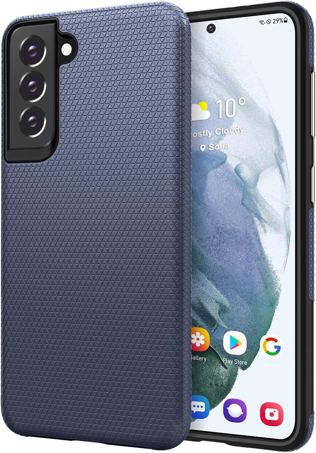 Rayboen for Samsung Galaxy S21 Case, Hybrid Clear Shockproof Cell Phone Cover for Samsung Galaxy S21 5G, Anti-Scratch Transparent Sleek Light Durable Cover for Men Women  Rayboen B- Navy Blue  