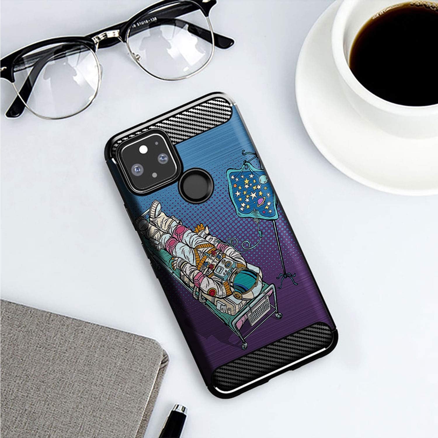 Casesondeck Case Compatible with [Google Pixel 4A 5G (2020)] Pictorial Patterned TPU Design Case Flexible Slim and Elegant (Astronaut)  Cases on Deck   