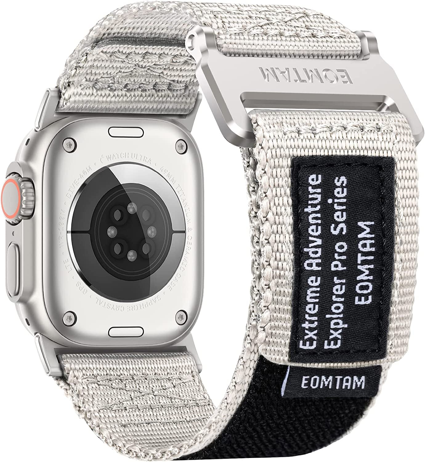 EOMTAM Width 30MM Men Soft Nylon Strap for Apple Watch Band Ultra 49Mm 45Mm 44Mm 42Mm 41Mm 40Mm 38Mm, Rugged Sport Woven Adjustable Wristband for Iwatch Series 8 SE 7 6 5 4 3  EOMTAM Starlight Extra Large 42/44/45/49MM 