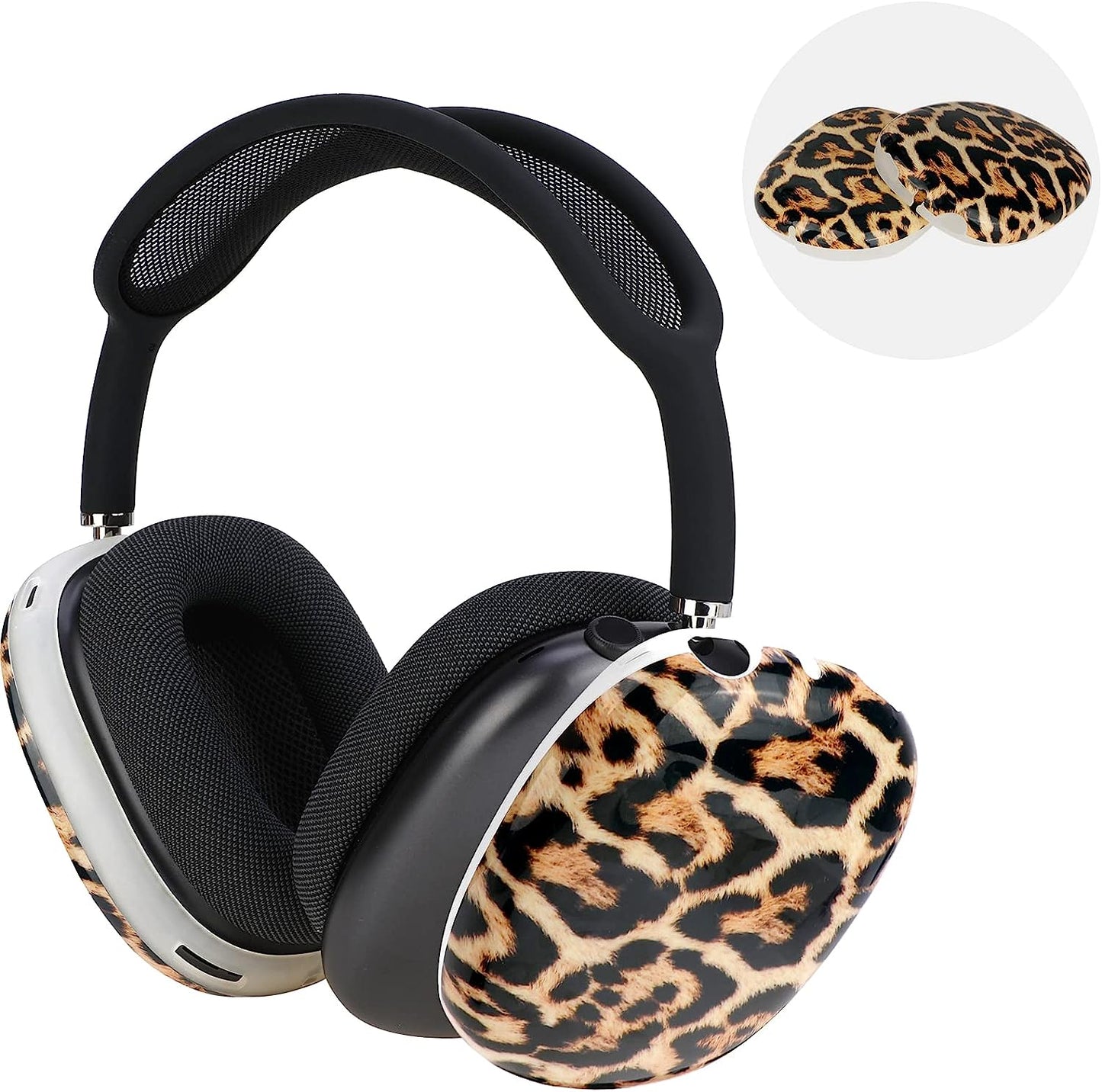 OOTSR Airpods Max Case Cover,Leopard Print Ear Cups Cover for Airpods Max,Skin Protector Cover for Apple Airpods Max(White)  OOTSR Yellow leopard print  