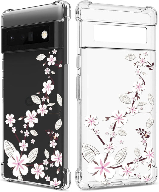 GREATRULY Floral Clear Case for Pixel 6 Pro for Women/Girls,Pretty Phone Cover for Google Pixel 6 Pro,Flower Design Slim Soft Transparent Drop Proof TPU Protective Silicone Bumper Shell,Fl-T  GREATRULY   