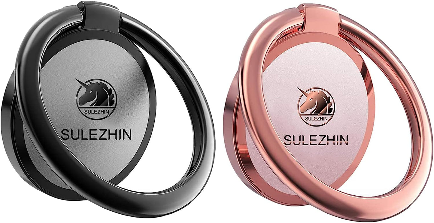 Phone Ring Holder Stand Finger Kickstand 360° Rotation Metal Ring Grip with Magnetic Phone Car Mount Holder Set Compatible with Iphone, Samsung, LG, Sony, HTC ETC (Rose Gold)  sulezhin RoseGold and Black  