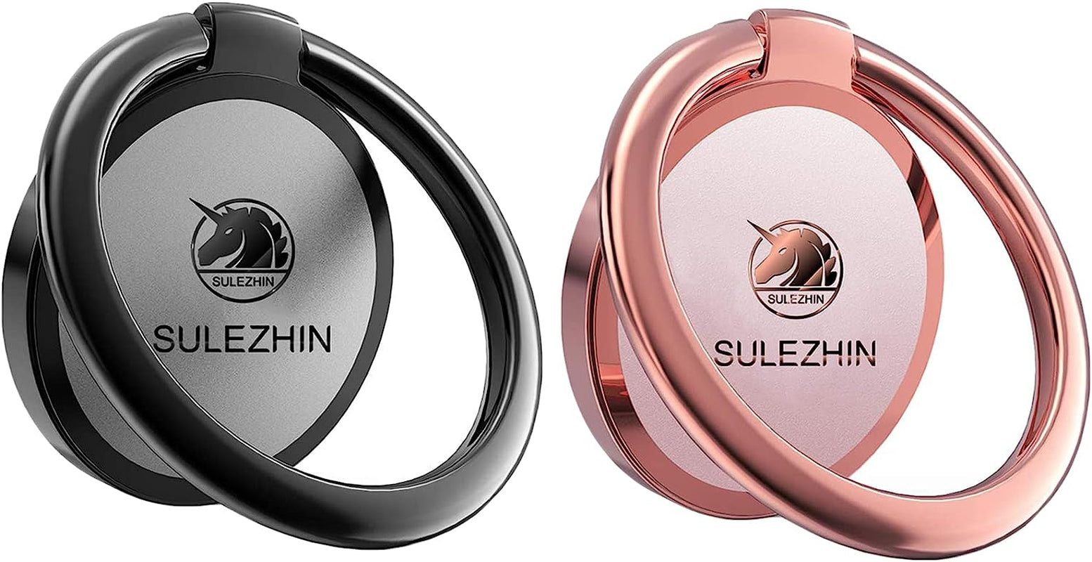Phone Ring Holder Stand Finger Kickstand 360° Rotation Metal Ring Grip with Magnetic Phone Car Mount Holder Set Compatible with Iphone, Samsung, LG, Sony, HTC ETC (Rose Gold)  sulezhin RoseGold and Black  