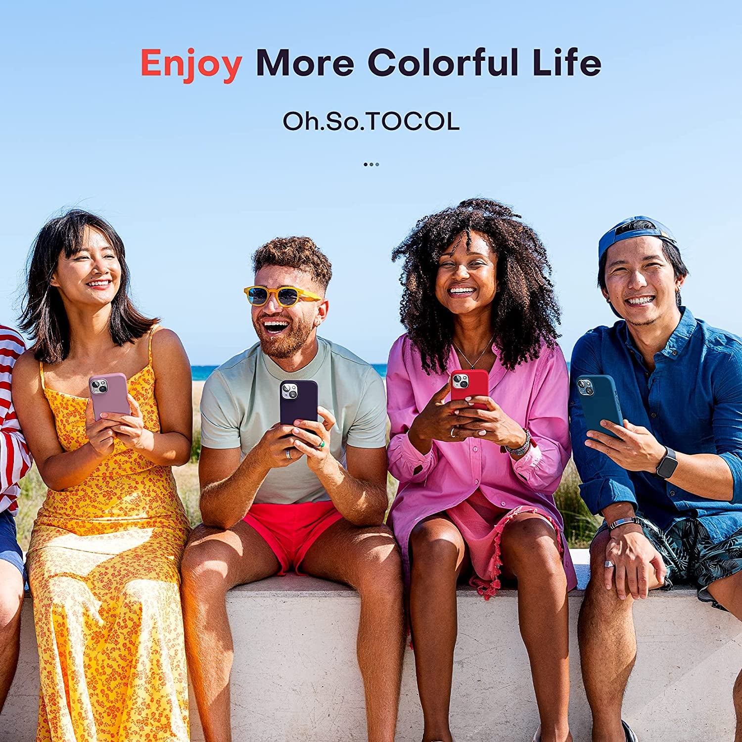 TOCOL 5 in 1 for Iphone 14 Case, with 2 Pack Screen Protector + 2 Pack Camera Lens Protector, Slim Liquid Silicone Phone Case Iphone 14 6.1 Inch, [Anti-Scratch] [Drop Protection], Bright Red  TOCOL   