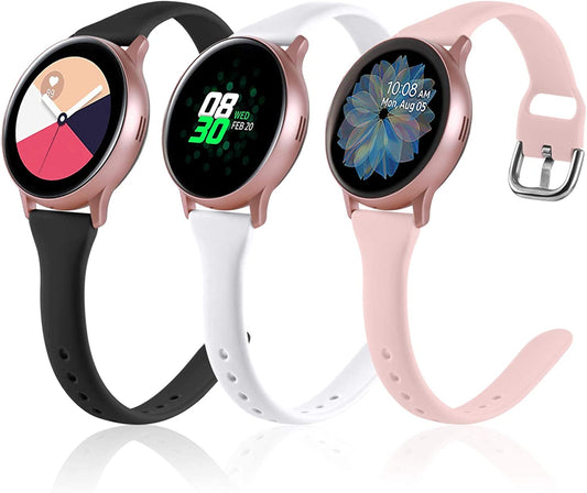 Vcegari (3 Pack) Band Compatible with Samsung Active 2 Watch 40Mm 44Mm, Galaxy Watch 3 41Mm/Galaxy Watch 42Mm/Gear S2 Classic/Gear Sport Bands, 20Mm Slim Silicone Sport Strap for Women Men  Vcegari   