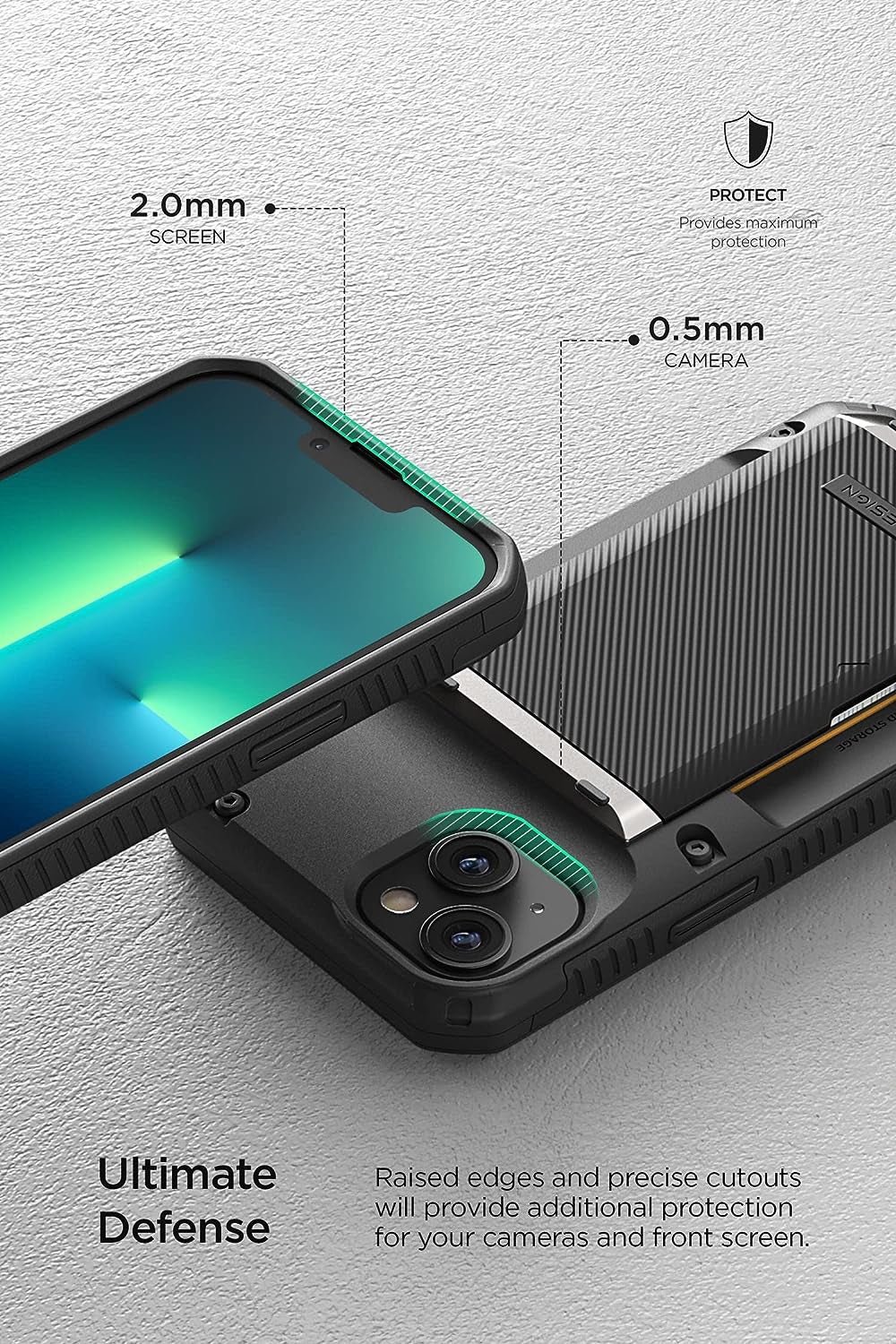 VRS Design Damda Glide Pro Phone Case for Iphone 14 Plus, Sturdy Semi Auto Wallet [4 Cards] Case Compatible for Iphone 14 plus (2022) (Groove Black)  VRS DESIGN   