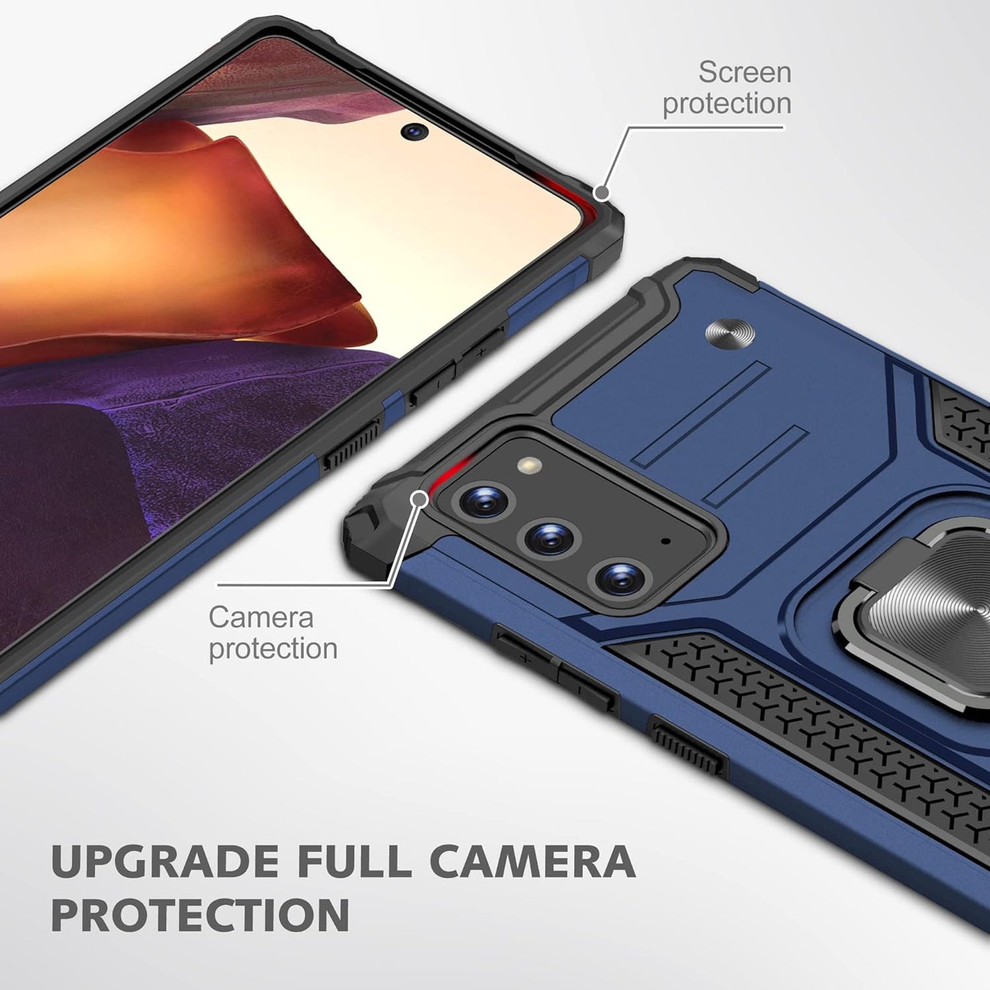 AYMECL for Note 20 Case, Samsung Galaxy Note 20 Case with Self Healing Flexible TPU Screen Protector[2 Pack], Military Grade with Kickstand Protective Case for Samsung Galaxy Note 20 5G-Blue  AYMECL   