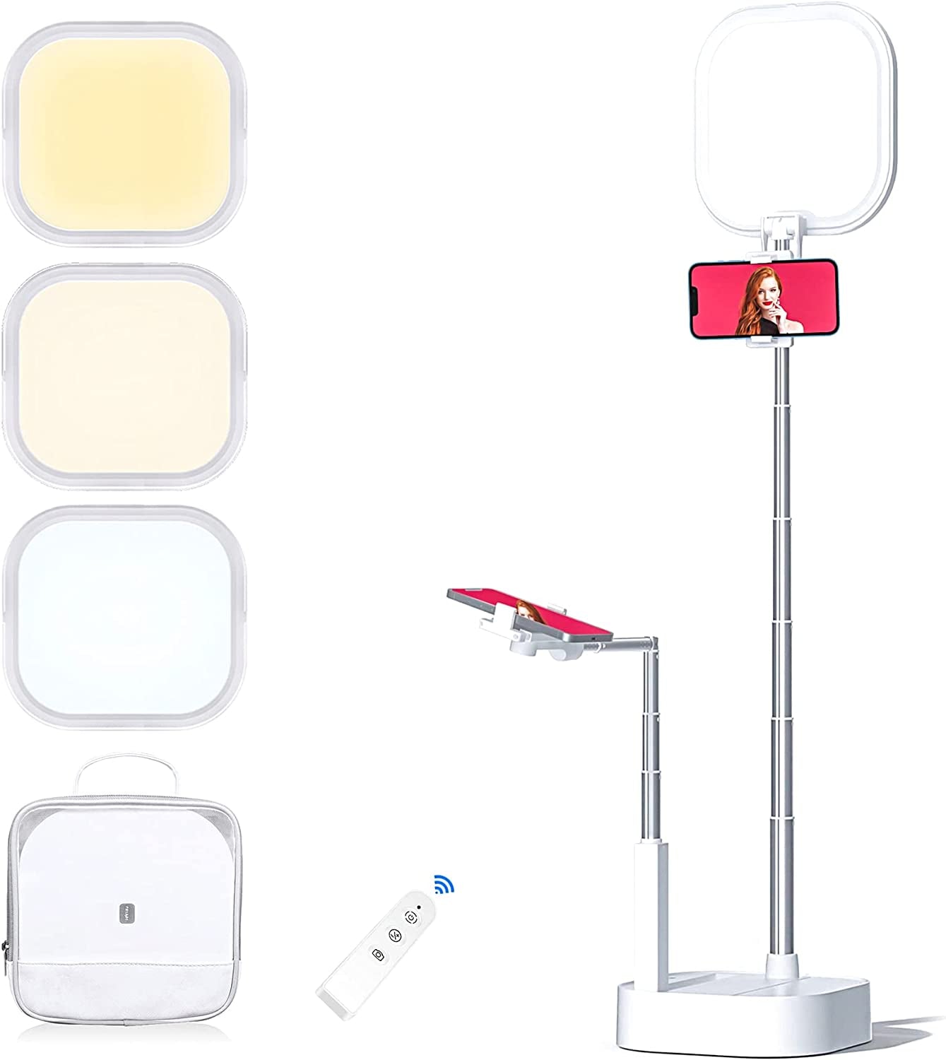 Phone Stand for Video Recording, YENDILI Extendable Overhead 360° Rotation Selfie Stand Holder with 2 Phone Holder 15 Brightness LED Ring Light for Content Creator Kit, Iphone Vlogging Kit, Live Stand  Shenzhen Huanke Precision Manufacturing Co., Ltd.   