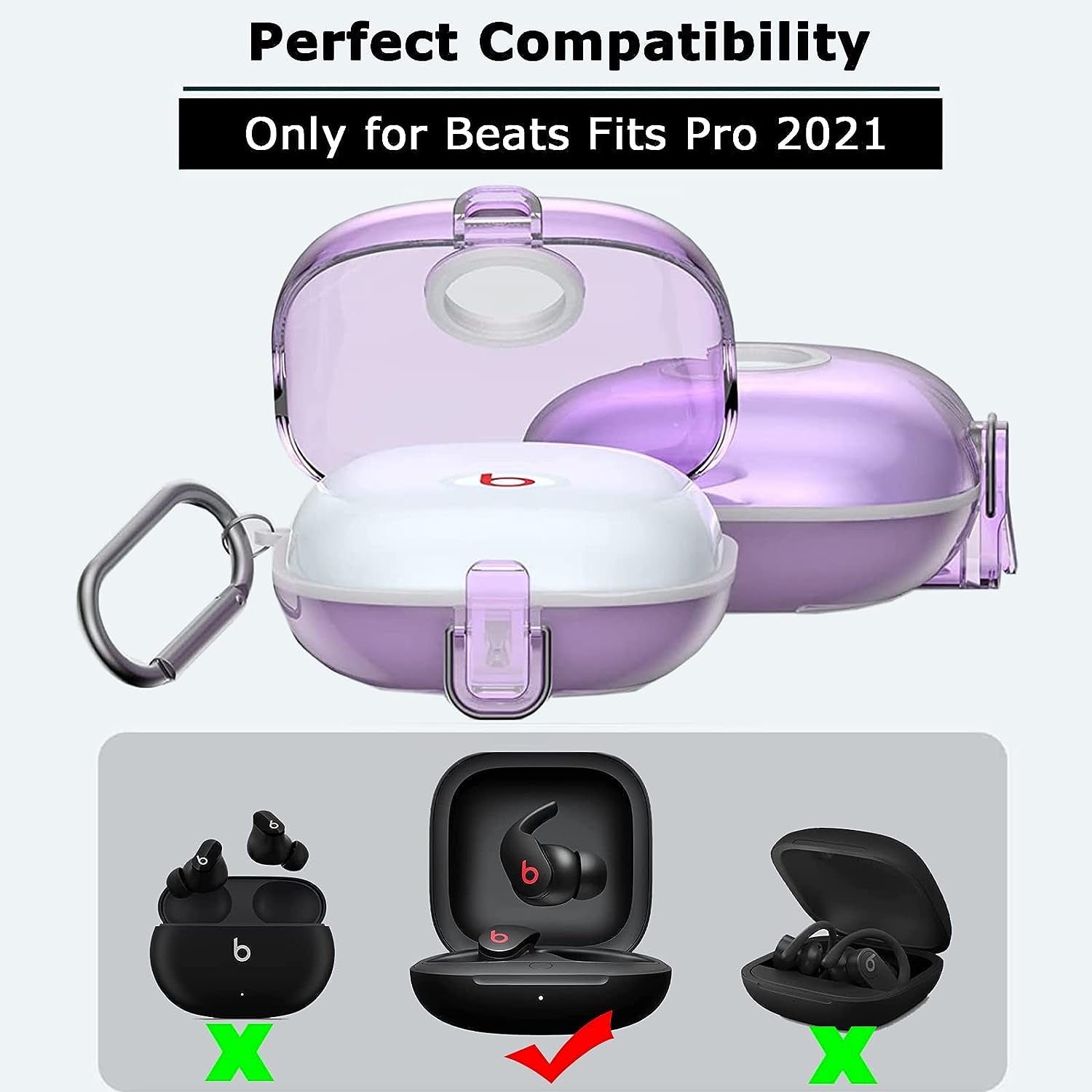 NINKI Compatible Beats Fit Pro Case Silicone Clear Purple,Cute Heavy Duty Soft Silicone TPU Full Protective Case for Beats Fit Pro Case with Lanyard,Beats Pro Fit Case Cover with Keychain for Women  NINKI   