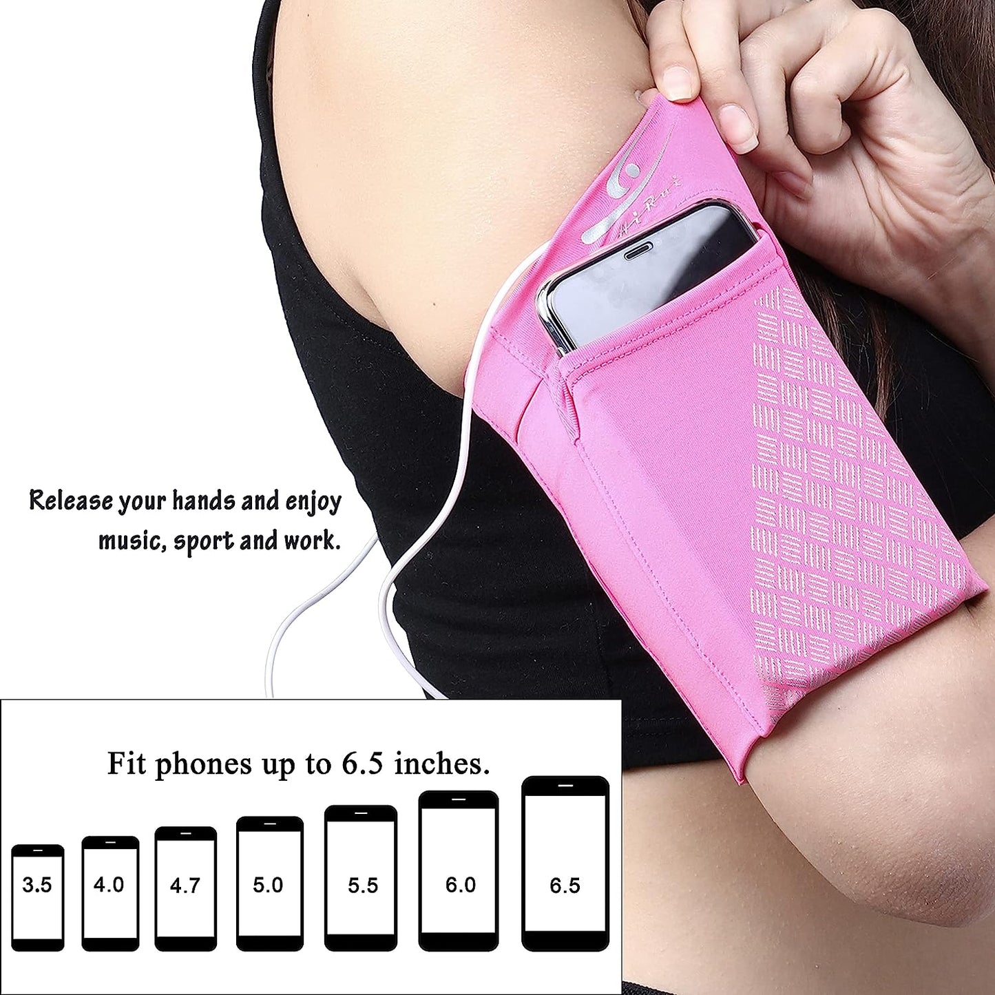 Hirui Universal Sports Armband Cell Phone Armband Sleeves Running Armband for Exercise Workout, Compatible with Iphone 14/14Plus/Pro Iphone 13/12/11 Samsung Galaxy All Phones (Medium, Pink)  HiRui Tech   