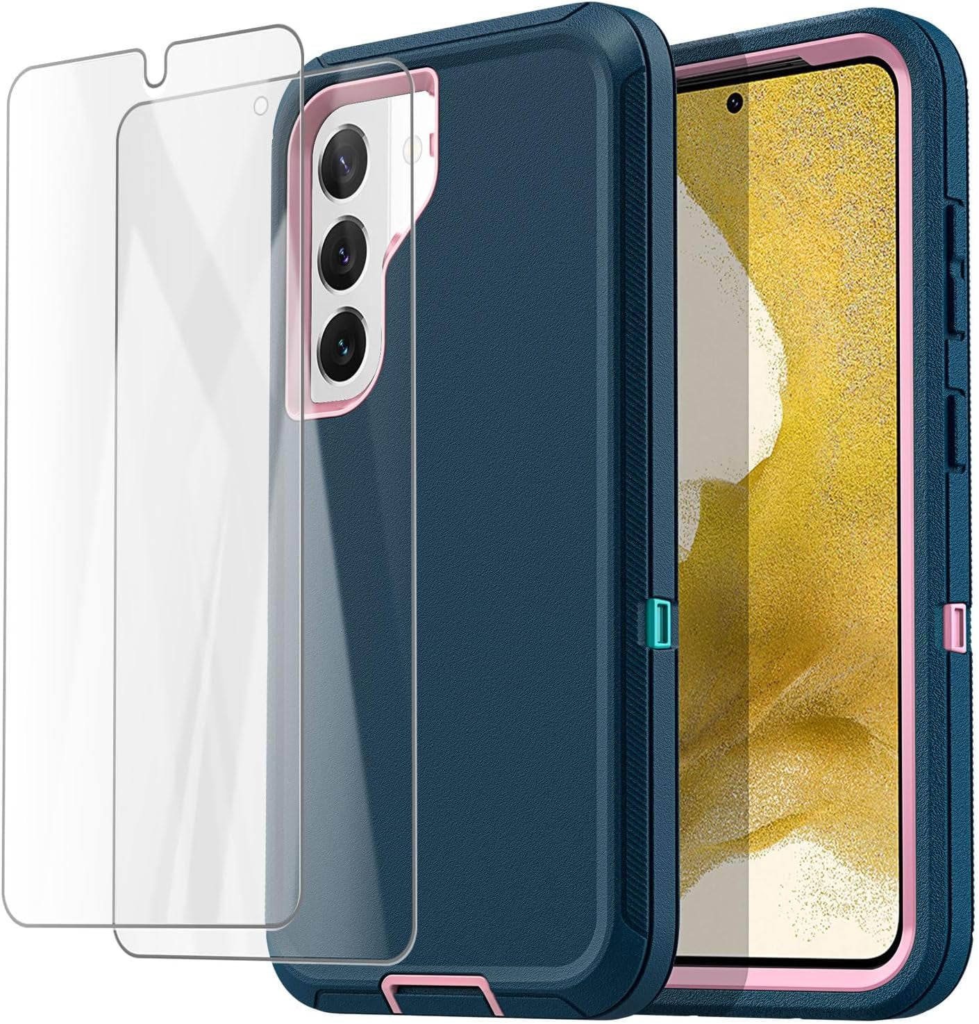 Aicase for Samsung Galaxy S22 Case with Screen Protector,Heavy Duty Drop Protection Full Body Rugged Shockproof/Dust Proof Military Protective Tough Durable Phone Cover for Samsung S22 6.1“_5  AICase Teal With Screen Protector  