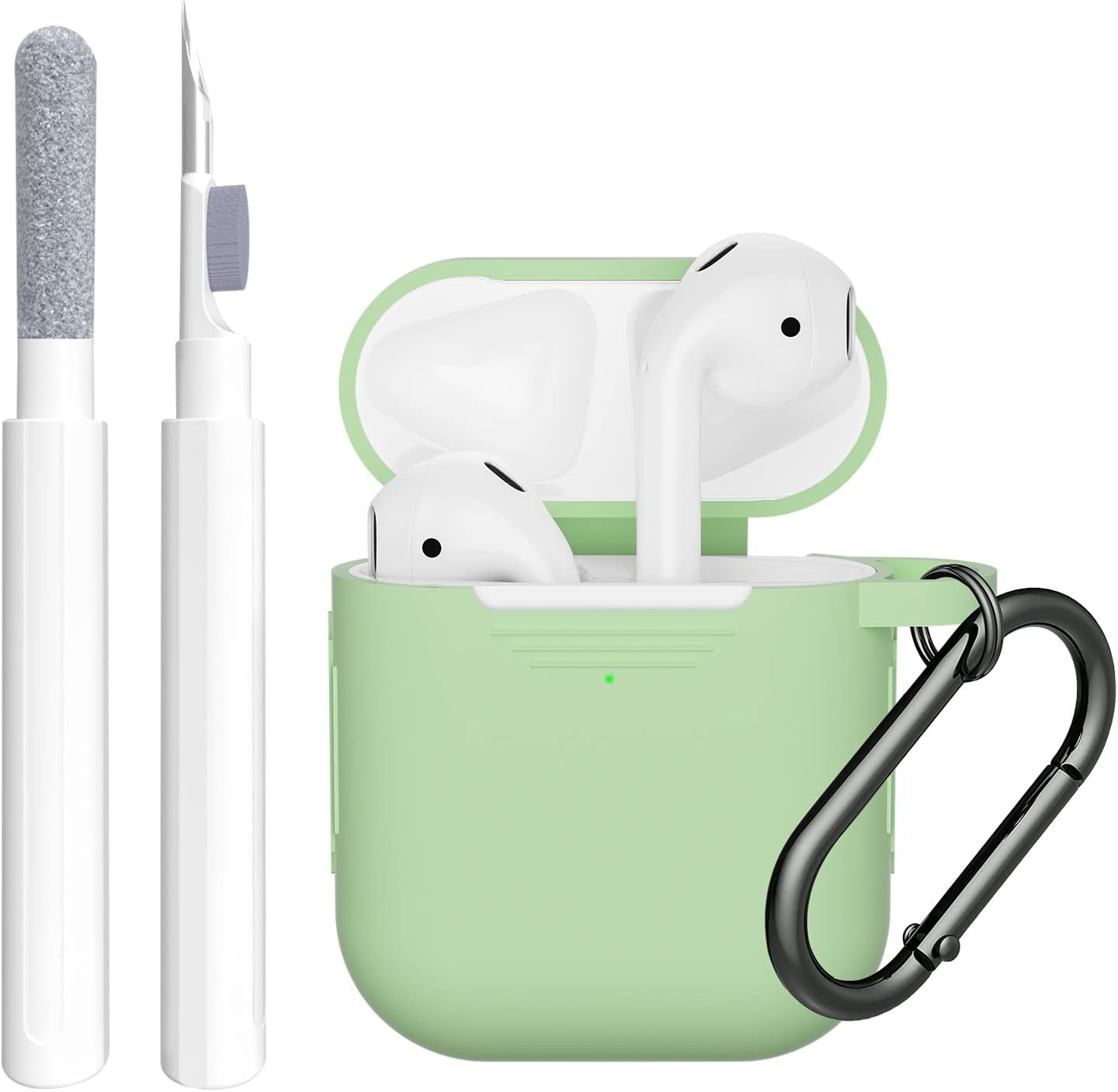 SUPFINE (2 in 1) for Airpod Case Cover, Soft Silicone Protective and Airpod Cleaner Kit Compatible with Airpods 2Nd Generation Charging Case (Light Matcha)  SUPFINE   