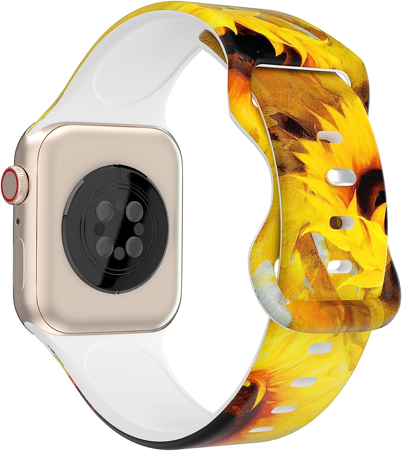 Floral Apple Watch Bands 38Mm 40Mm 41Mm 42Mm 44Mm 45Mm for Women Men, Soft Silicone Sport Replacement Watch Band Flower Design Breathable Slim Strap Wristband for Iwatch Series SE 7 6 5 4 3 2 1 Band  HONEYBABY 03 42mm/44mm/45mm 