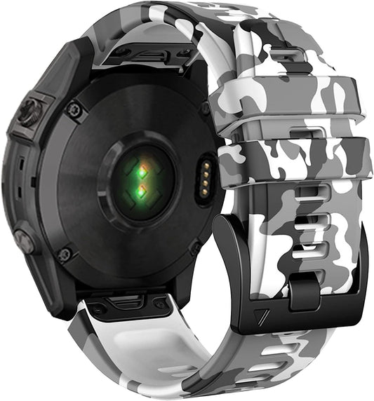 Bandkids 26Mm Camouflage Band for Garmin Fenix 5X /Fenix 6X /Fenix 7X Watch Band,Soft Silicone Waterproof Sport Quickfit Watch Bands for Garmin Fenix 6X Pro/5X Plus/Fenix 3/3 Hr/Enduro/Tactix Delta  Bandkids   