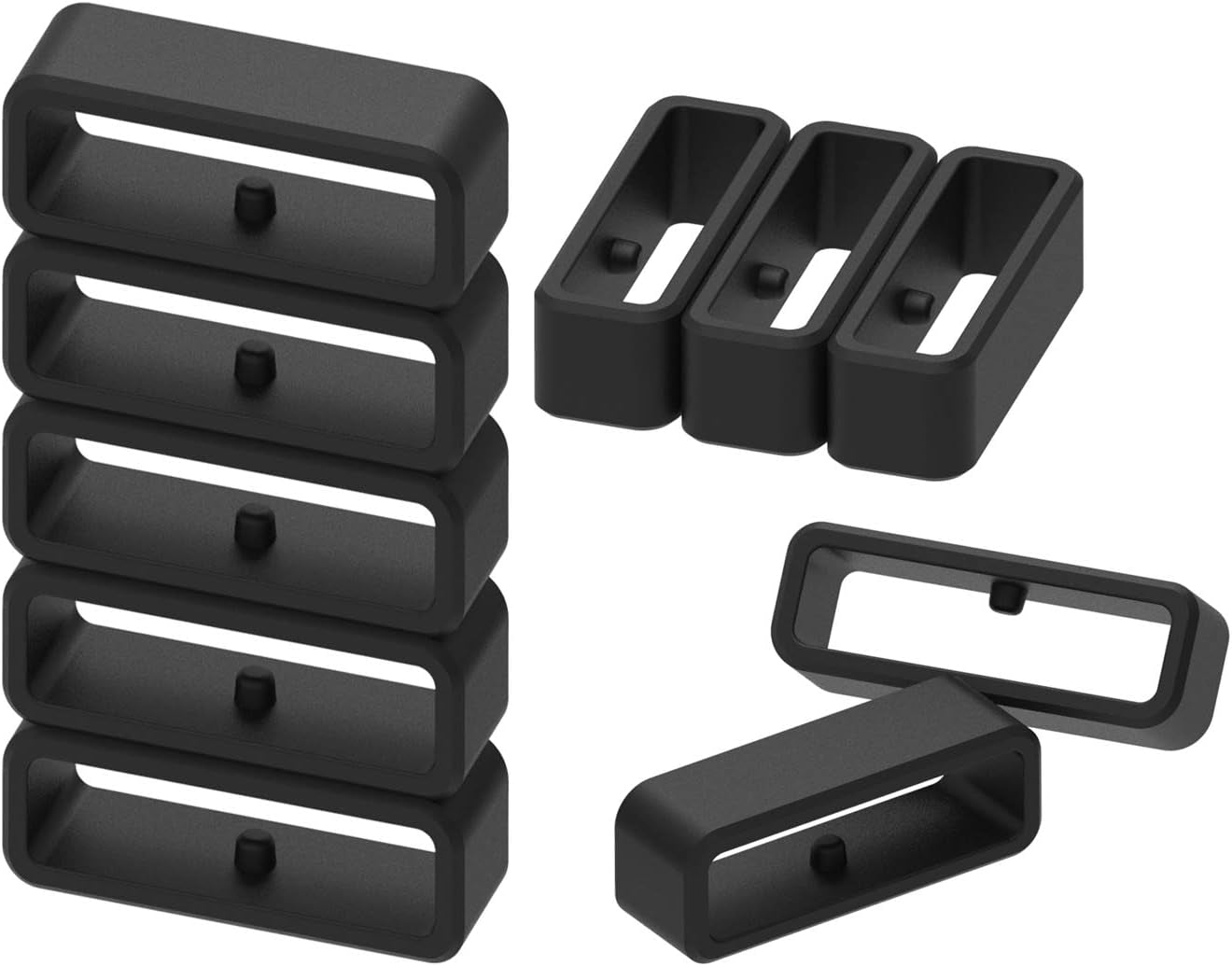 Band Keepers Compatible with Garmin Instinct/Instinct 2/Vivoactive 4/Fenix 7/Fenix 6/Fenix 5 Watch Bands, Silicone Fastener Rings Security Loop/Holder/Retainer (Black-6Pcs)  RuenTech   