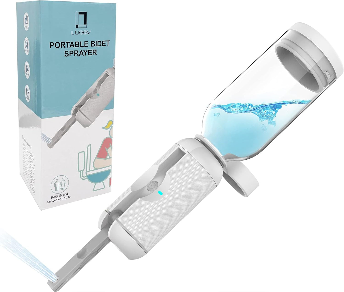 Electric Portable Bidet Handheld Battery,Bidet Handheld Water Sprayer Portable Rechargeable Battery Powered (Bidet+Shower)  LUOOV Travel Bidet Bottle 500Ml  