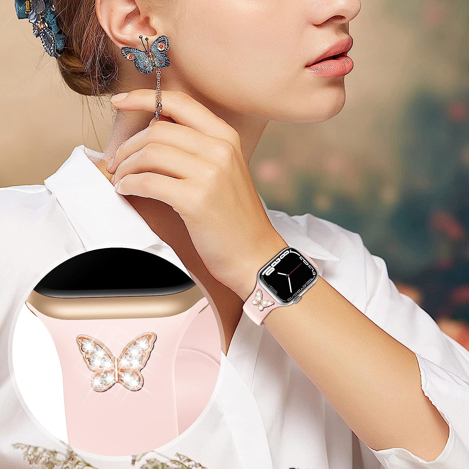 3 Pack Sport Band with DIY Charms Compatible with Apple Watch Bands 41Mm 40Mm 38Mm, Designer Soft Silicone Wristbands Replacement Strap for Iwatch Series SE 8 7 6 5 4 3 2 1 Utral for Women Men  Plesechde   