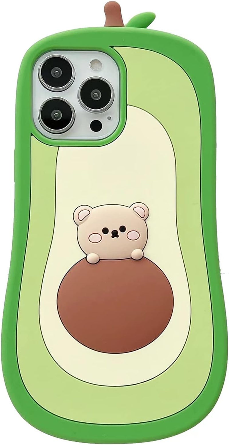 YAKVOOK Kawaii Phone Cases for Iphone 12/12 Pro,Cute Cartoon Cookies Bear Phone Case with Bubble Tea Phone Case 3D Iphone 12/12 Pro Case Soft Silicone Shockproof Cover for Women Girls  Yatchen Bear Avocado Iphone 13 