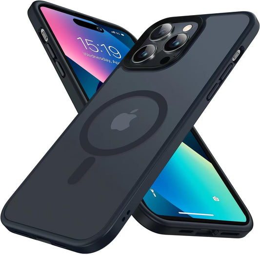Mgnaooi Magnetic Case for Iphone 14 Pro Max Case [Mil-Grade Drop Tested & Compatible with Magsafe] Translucent Matte Back with Aluminum Alloy Keys, Shockproof 14 Pro Max Phone Case 6.7 Inch, Black  Mgnaooi   