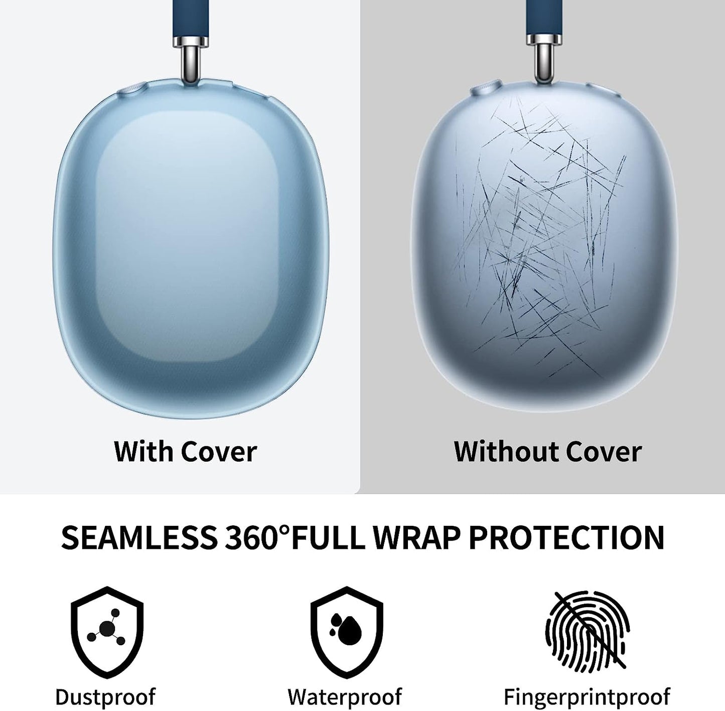 Clear Case for Airpods Max Case Cover, AIRSPO Clear Soft TPU Anti-Scratch Protective Case Cover for Airpods Max Headphones,Transparent Airpods Max Cover (Blue)  AIRSPO   