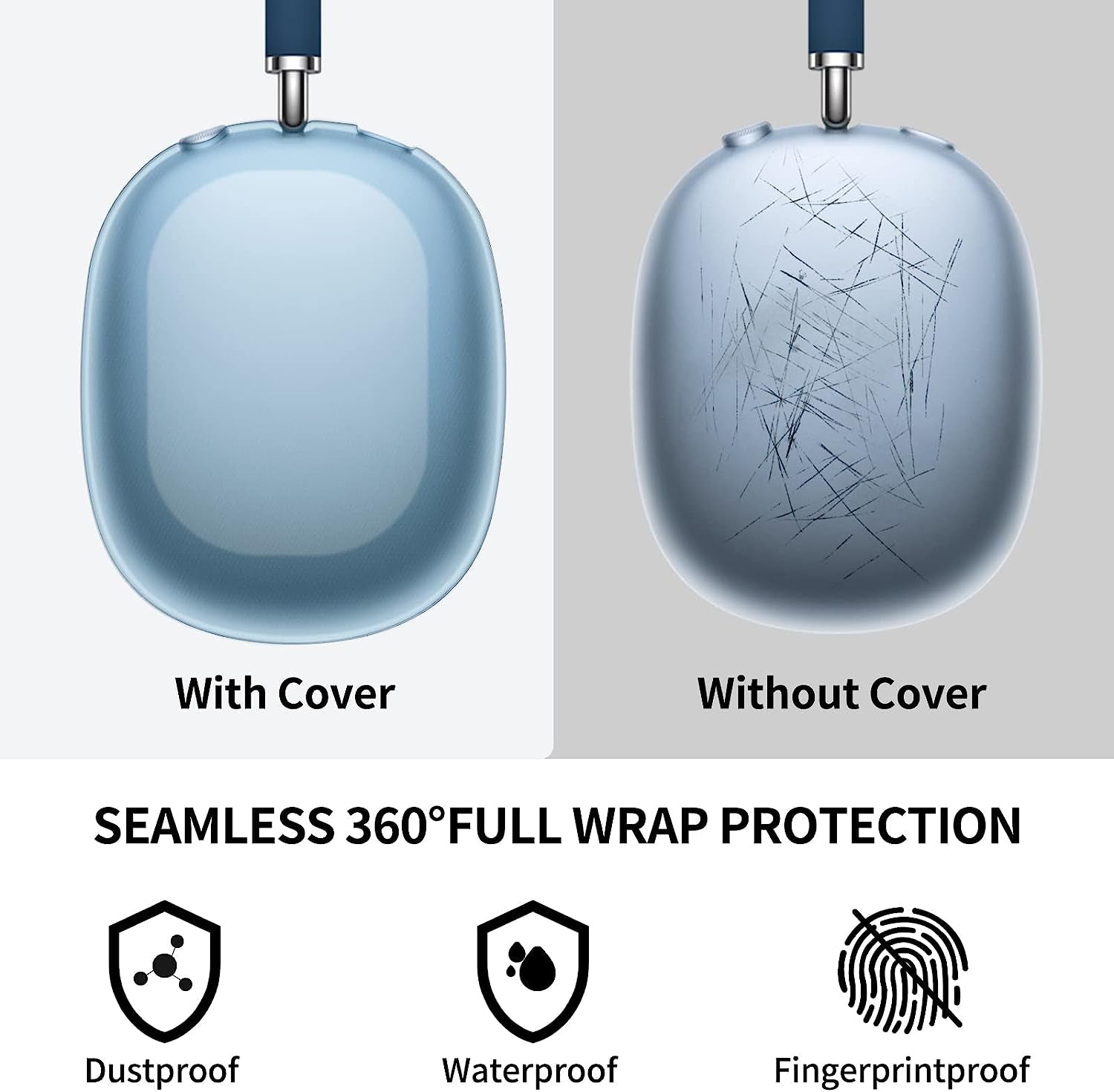 Clear Case for Airpods Max Case Cover, AIRSPO Clear Soft TPU Anti-Scratch Protective Case Cover for Airpods Max Headphones,Transparent Airpods Max Cover (Blue)  AIRSPO   