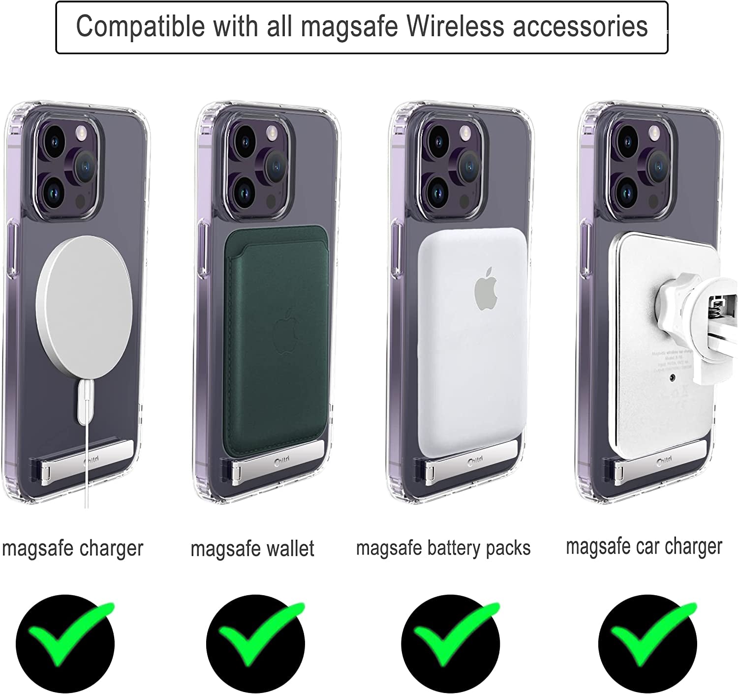 Chitri Compatible for Iphone 14 Pro Max Case Clear,[Compatible with Magsafe Wallet] [Three-Way Stand Magnetic Case] Compatible with Magsafe Charger Hard PC Back Slim Shockproof Protective Case  chitri   