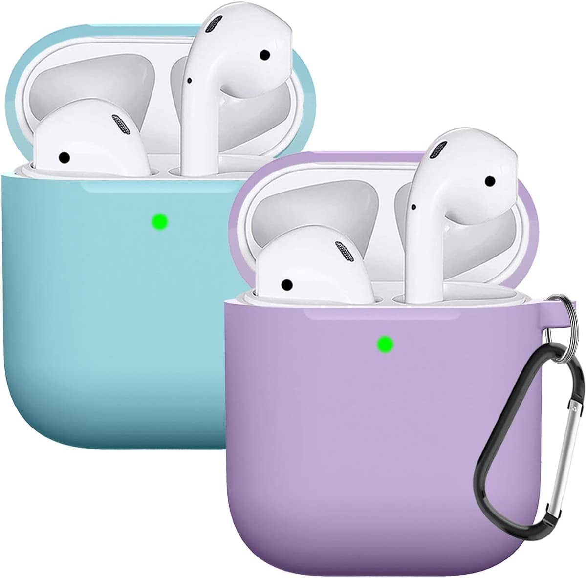 Compatible with Airpods Case Cover Silicone Protective Skin for Airpods Case 2&1 (2 Pack) Black/Sand Pink  Doboli Blue/Purple  