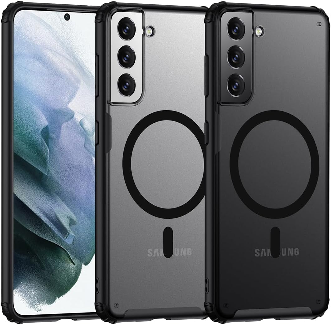 TIANNIUKE Magnetic Case for Samsung Galaxy S21 Ultra, Translucent Matte Anti-Fingerprint, Compatible with Magsafe, Slim Fit Shockproof Protective Phone Case for Galaxy S21 Ultra  TIANNIUKE Black Galaxy S21 