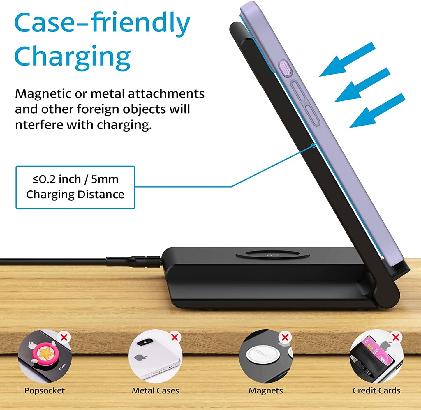 Wireless Charging Station WATOE 3 in 1 Fast Wireless Charger Stand Foldable for Iphone 14/13/12/11 (Pro, Pro Max)/Xs/Xr/X/8 (Plus), Apple Watch Series 8/7/6/SE/5/4/3/2 & Airpods 3/2/Pro with Adapter  Bormmie   