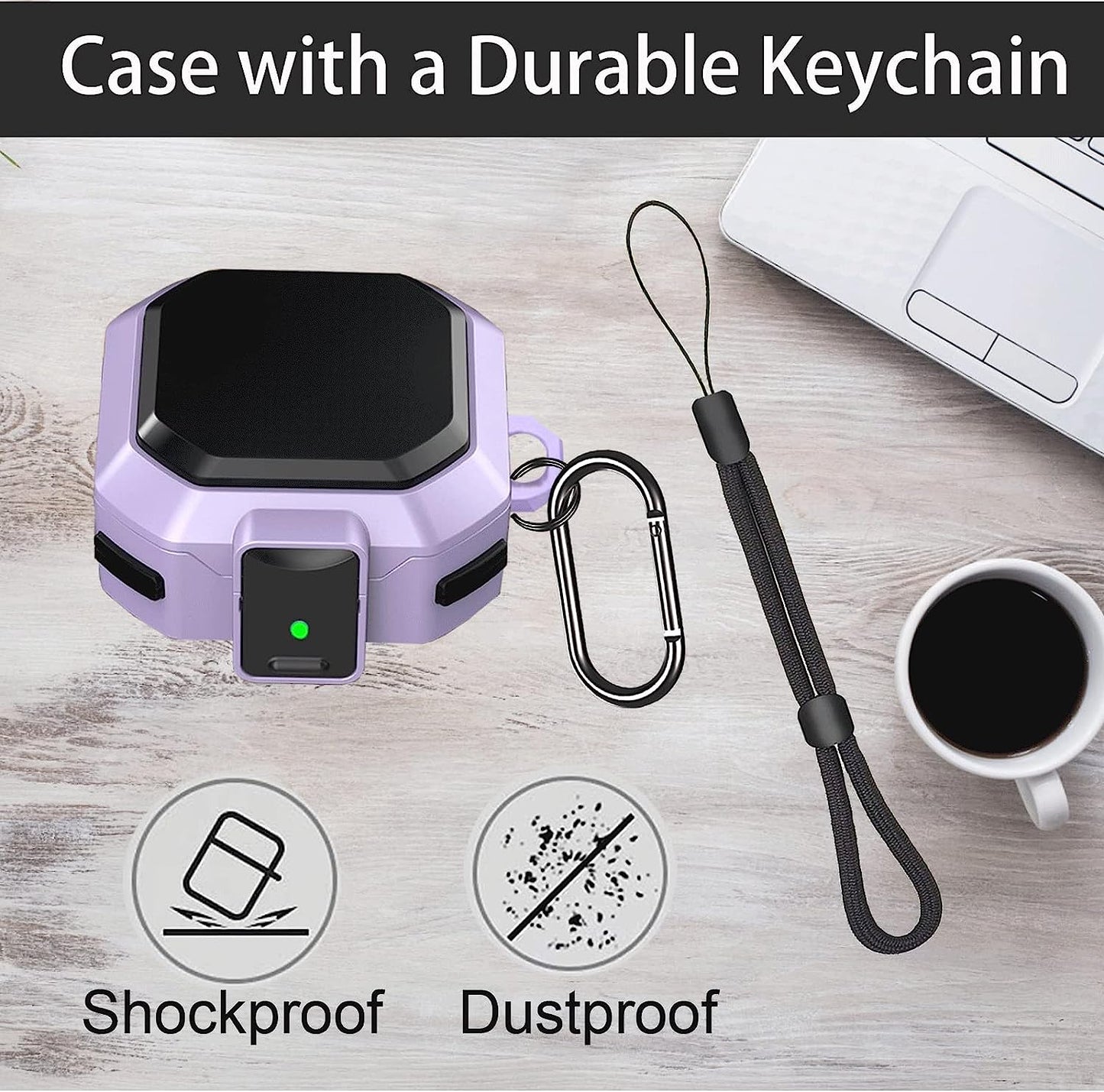 Locking Case Compatible with Samsung Galaxy Buds 2 / Galaxy Buds Pro 2/ Galaxy Buds Pro/Galaxy Buds Live, Galaxy Buds Case with Lock, Keychain and Strap/Lanyard, Galaxy Buds2 Case Cover (Purple)  ULITIQ   