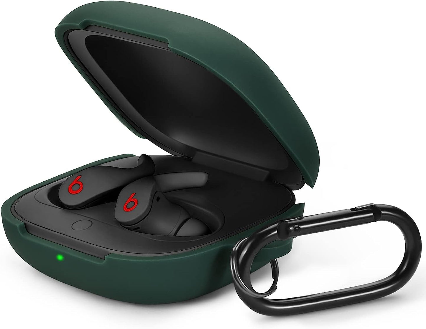 Beats Fit Pro Case Cover, AIRSPO Soft Silicone Case for Beats Fit Pro 2021 Shockproof Beats Fit Pro Earbuds Case Cover with Keychain (Black)  AIRSPO Midnight Green  