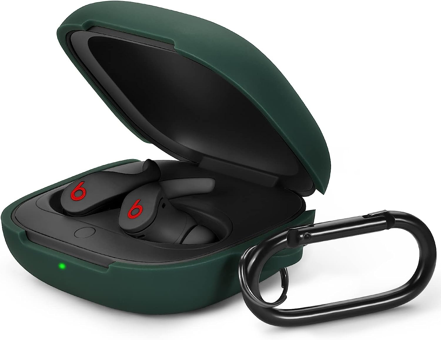 Beats Fit Pro Case Cover, AIRSPO Soft Silicone Case for Beats Fit Pro 2021 Shockproof Beats Fit Pro Earbuds Case Cover with Keychain (Black)  AIRSPO Midnight Green  