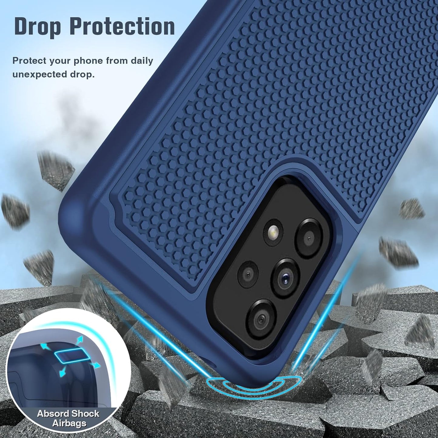 BNIUT for Samsung Galaxy A53 5G (Samsung A53 5G UW) Case: Dual Layer Protective Heavy Duty Cell Phone Cover Shockproof Rugged with Non Slip Textured Back - Military Protection - 6.5Inch (Navy Blue)  binghexin   