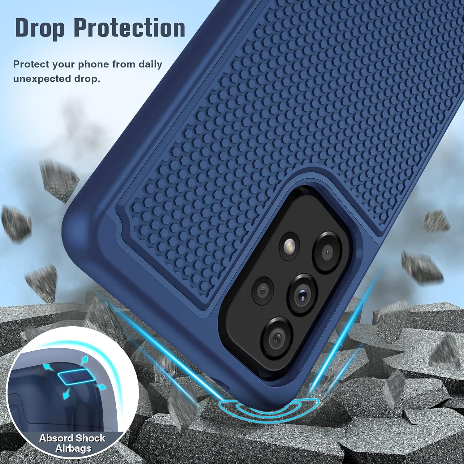 BNIUT for Samsung Galaxy A53 5G (Samsung A53 5G UW) Case: Dual Layer Protective Heavy Duty Cell Phone Cover Shockproof Rugged with Non Slip Textured Back - Military Protection - 6.5Inch (Navy Blue)  binghexin   