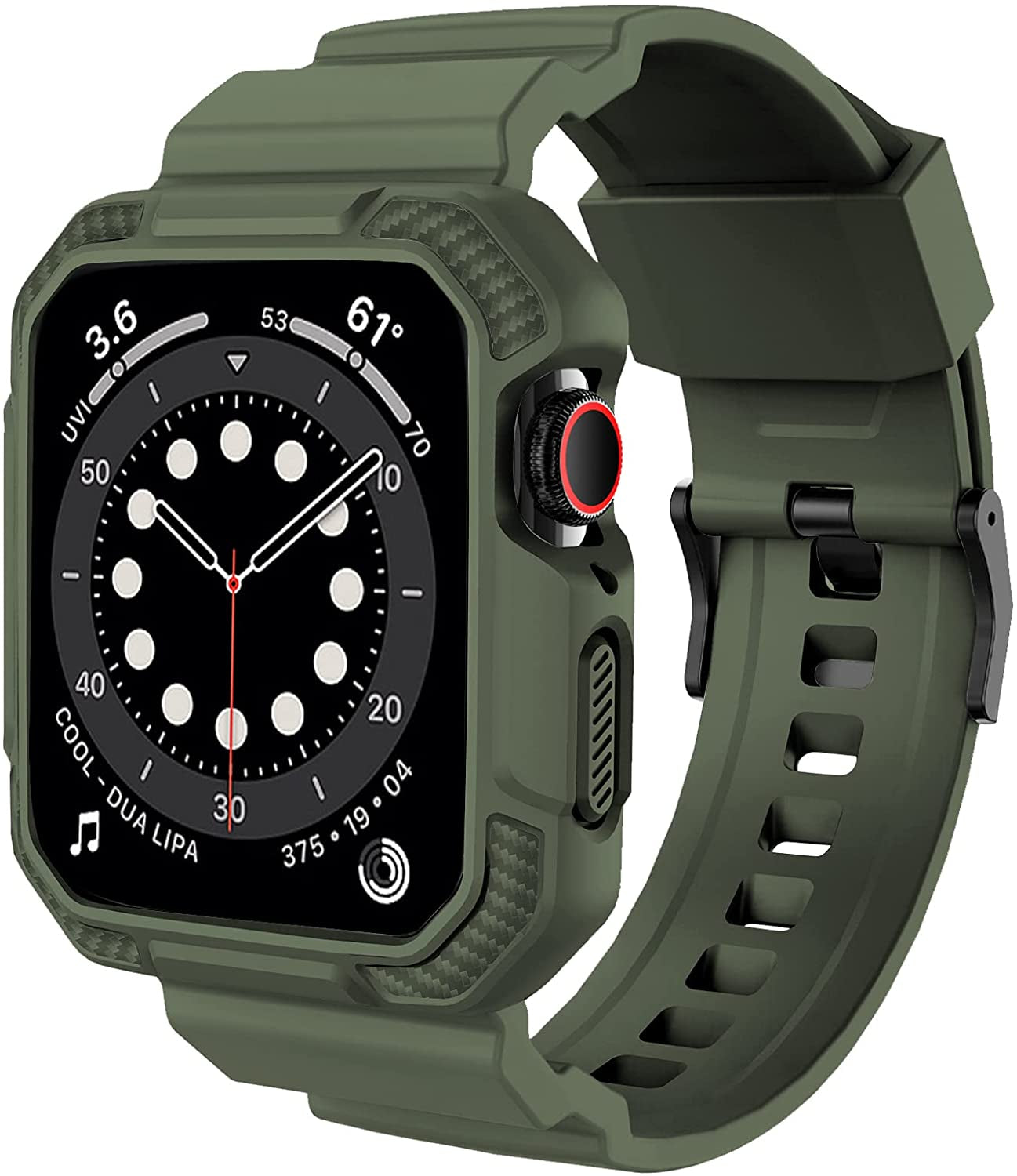 OROBAY Compatible with Apple Watch Band 45Mm 44Mm 42Mm with Case, Shockproof Rugged Band Strap for Iwatch SE SE2 Series 8/7/6/5/4/3/2/1 45Mm 44Mm 42Mm with Bumper Case Cover Men Women, Matte Black  OROBAY Army Green 41mm/40mm/38mm 