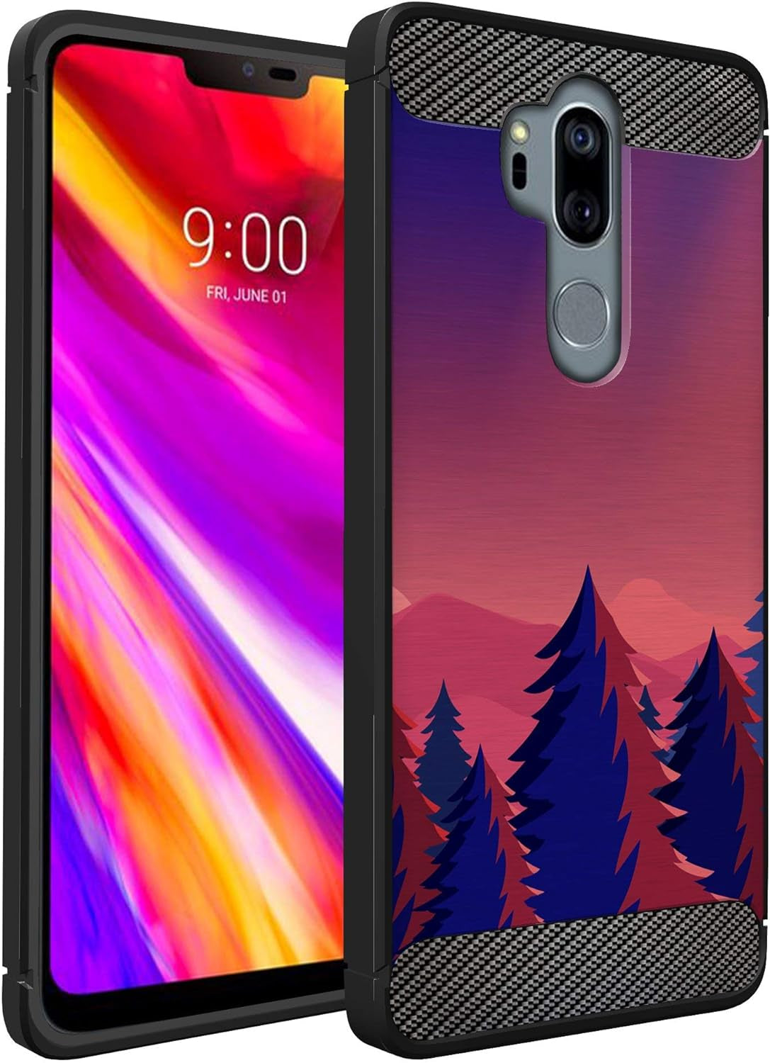 Casesondeck Case Compatible with [LG G7 Thinq | LG G7] LG G7 Design Case, Slim Black Flexible Sleek Shock Protection TPU Case (Pink Galaxy Stars)  CasesonDeck Sunset Forest  