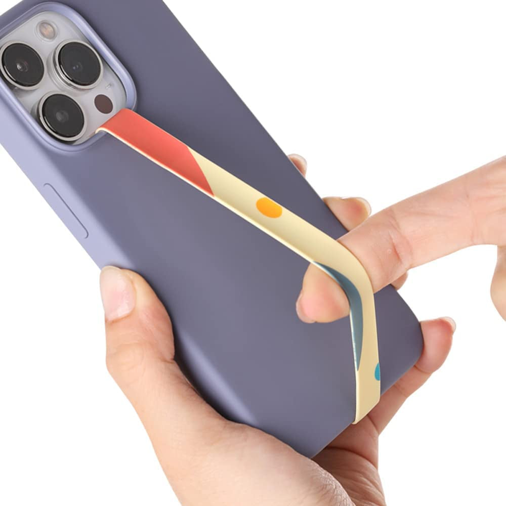 Sinjimoru Silicone Stretching Strap as Phone Grip Holder, Slim Grip Tape for Iphone Case, Secure Phone Strap as Cell Phone Holder. Sinji Loop Black  Sinjimoru Co. Ltd Round Yellow  