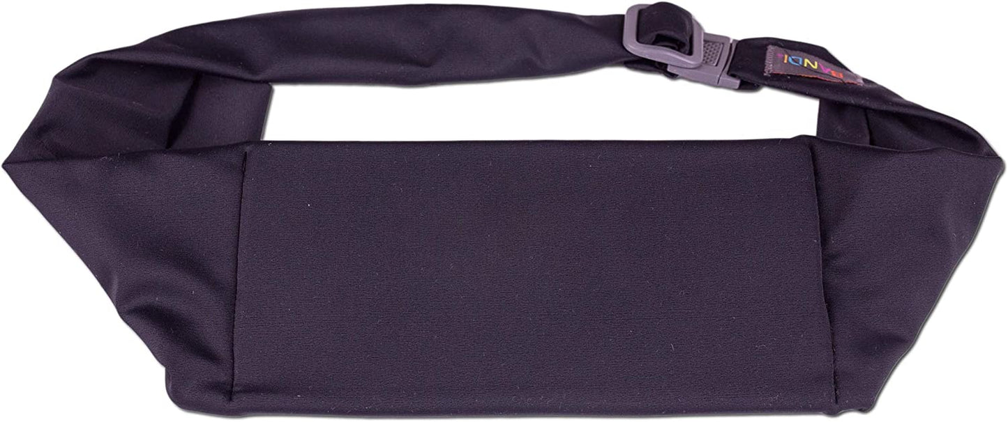 BANDI Large Travel and Running Belt, Securely Carry Keys, Phone, Medicine, Money or Food While You Exercise or Travel within Its Sleek 3 Pocket Design, Size 7.5 Inch by 3.5 Inch Black Solid One Size  BANDI WEAR LLC   