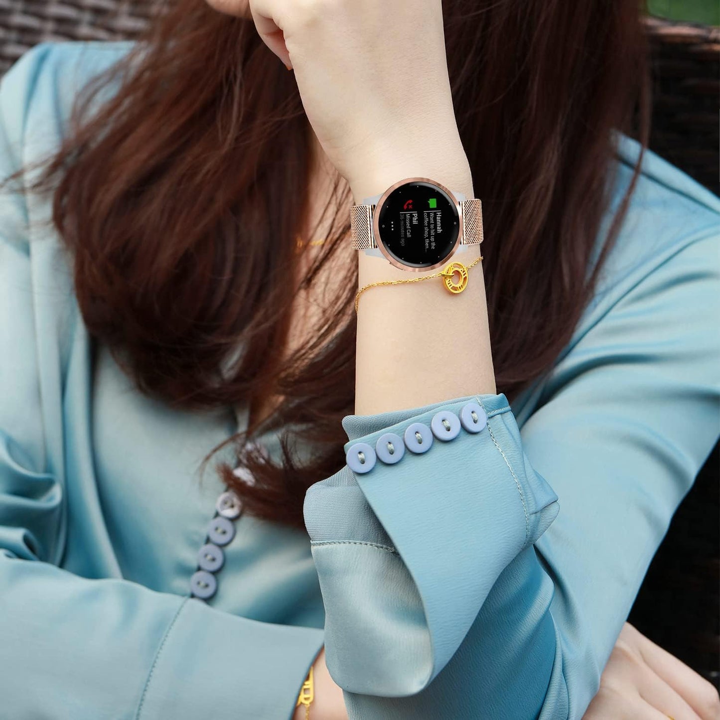 Vicrior Band Compatible with Garmin Vivoactive 4S / Venu 2S/ Vivomove 3S, 18Mm Mesh Woven Stainless Steel Wrist Bracelet Bands Strap for Fossil Gen Women'S 5E / Gen 6 / Q Venture Gen 4 HR, Rose Gold  ViCRiOR   