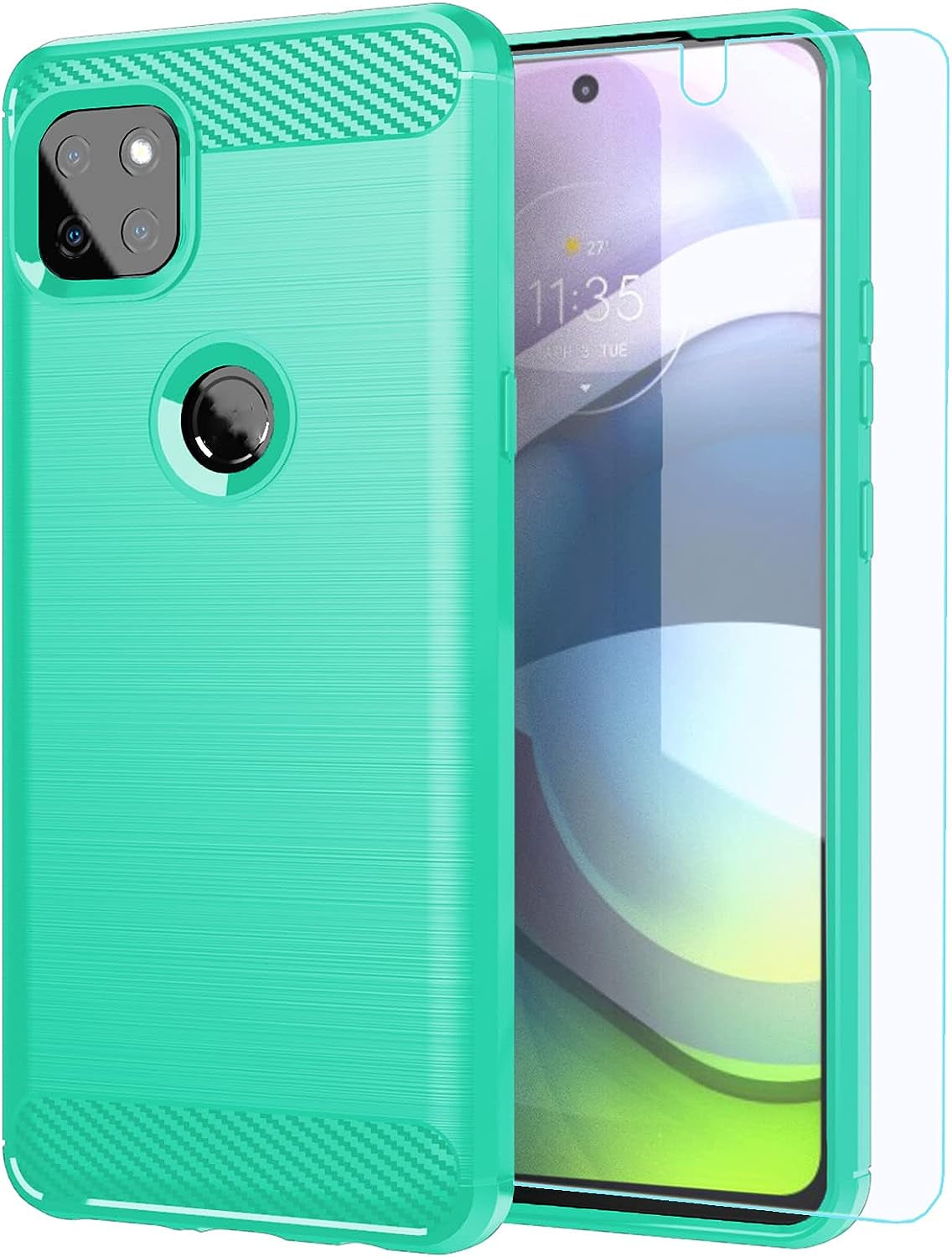 M MAIKEZI for Moto One 5G Ace Case,Motorola One 5G Ace Case with HD Screen Protector, Soft TPU Slim Fashion Non-Slip Protective Phone Case Cover for Motorola Moto One 5G UW Ace (Red Brushed TPU)  JINZHI Inc Motorola One 5G Ace Mint Brushed Tpu Case  