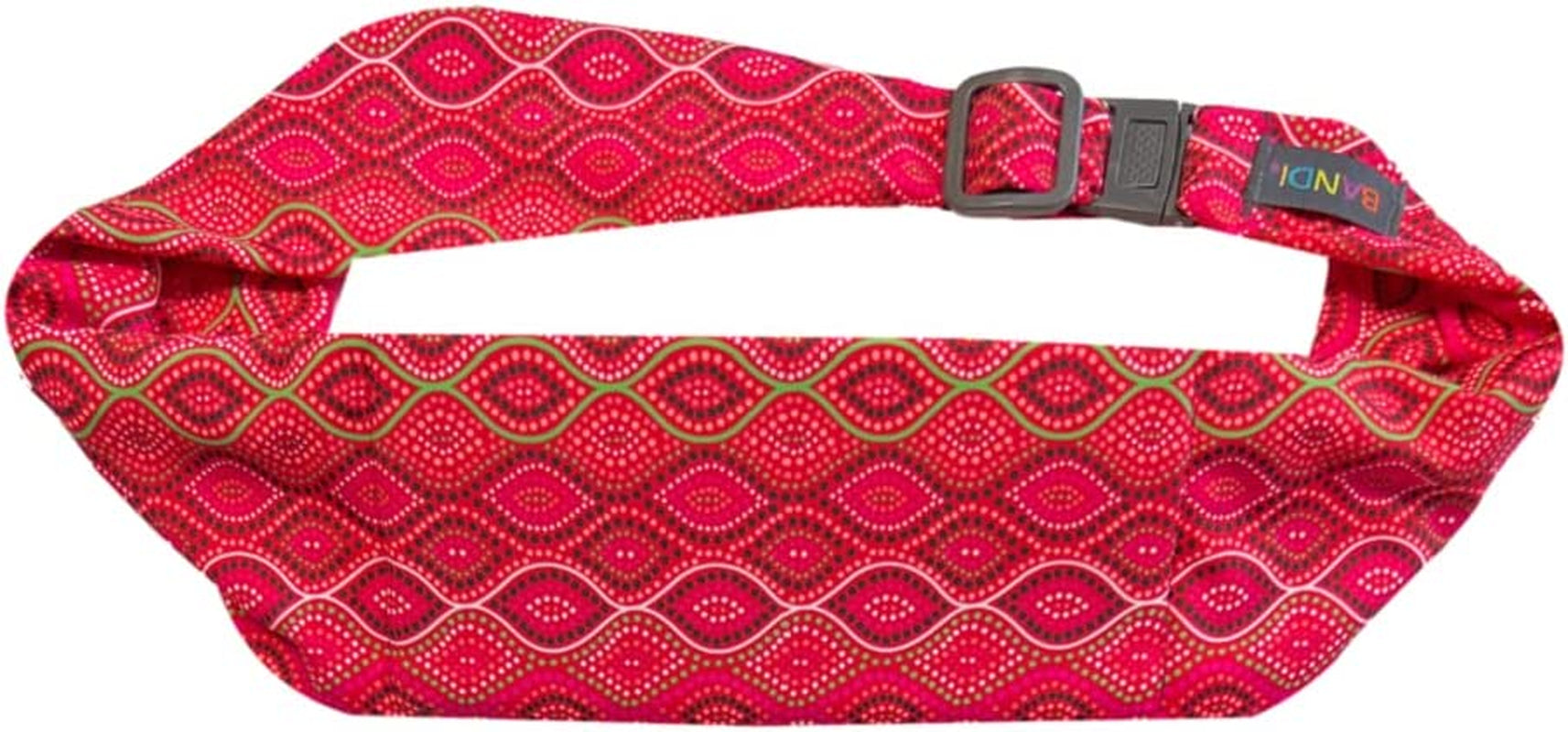 BANDI Large Travel and Running Belt, Securely Carry Keys, Phone, Medicine, Money or Food While You Exercise or Travel within Its Sleek 3 Pocket Design, Size 7.5 Inch by 3.5 Inch Black Solid One Size  BANDI WEAR LLC Aussie Dots  