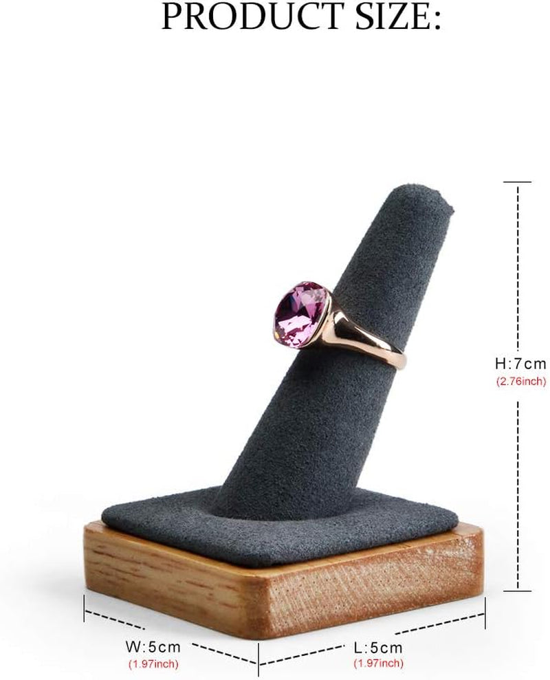 Oirlv Single Finger Wooden Ring Display Stand Jewelry Showcase Display Holder (Grey)  Oirlv   
