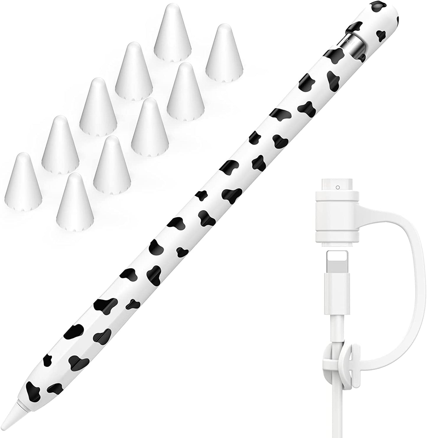 NIUTRENDZ Cow Print Case for Apple Pencil 2Nd Generation Case Cover Silicone Protective Sleeve Skin Accessories with 10Pcs Apple Pencil Tips Cover (Purple)  NIUTRENDZ Black Apple Pencil 1st Generation 