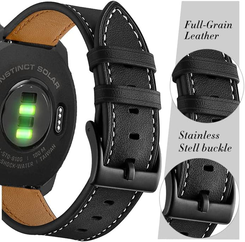 Olytop for Garmin Instinct/2 Solar Watch Bands, Leather Replacement Bracelet Strap Wristband Women Men for Garmin Instinct Tactical/Esports/Solar/Tide Smartwatch  Olytop   